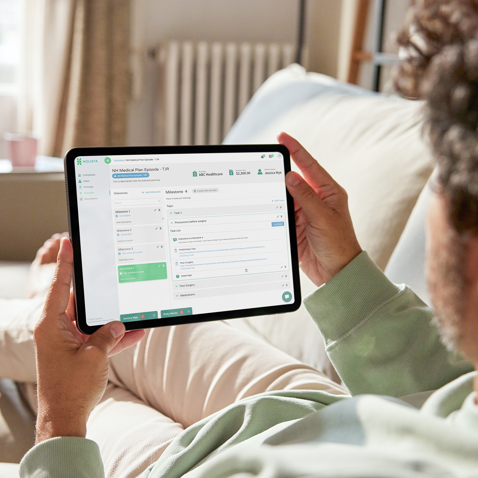 man on a tablet